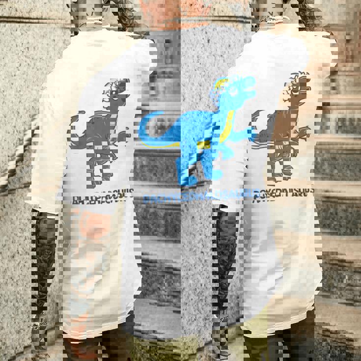 パキケファロサウルス 恐竜 キュート ジュラシック 恐竜 メンズTシャツ バックプリント 彼への贈り物