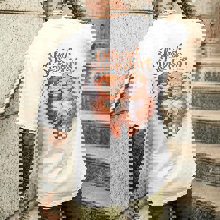 パジャマ バレンタイン カワウソ ラブ メンズTシャツ バックプリント 彼への贈り物