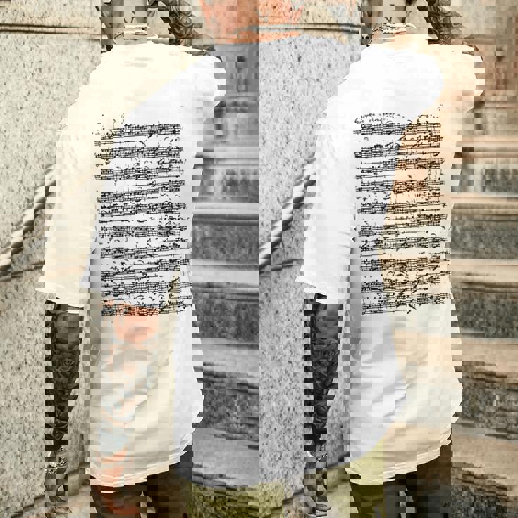 パルティータ ホ長調 ガヴォッテ ソロ ヴァイオリン ヨハン・セバスティアン・バッハ メンズTシャツ バックプリント 彼への贈り物