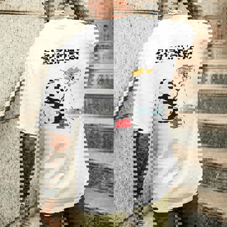 パンダ 釣りバカ 面白いtシャツ 名言 釣り人 文字入り メンズ おもしろ 面白い 服 オリジナル 海釣り 川釣り 文字 メンズTシャツ バックプリント 彼への贈り物