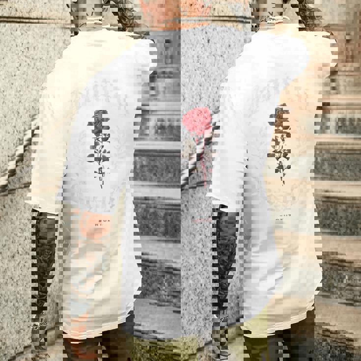 ヒップホップ アーバン ヴィンテージ ヒップスター Y2k バックプリント ストリートウェア ローズ メンズTシャツ バックプリント 彼への贈り物