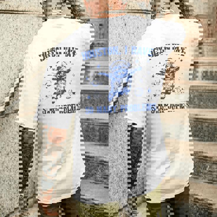 ヒューストン色んな問題を抱えてるおもしろいアライグマ メンズTシャツ バックプリント 彼への贈り物