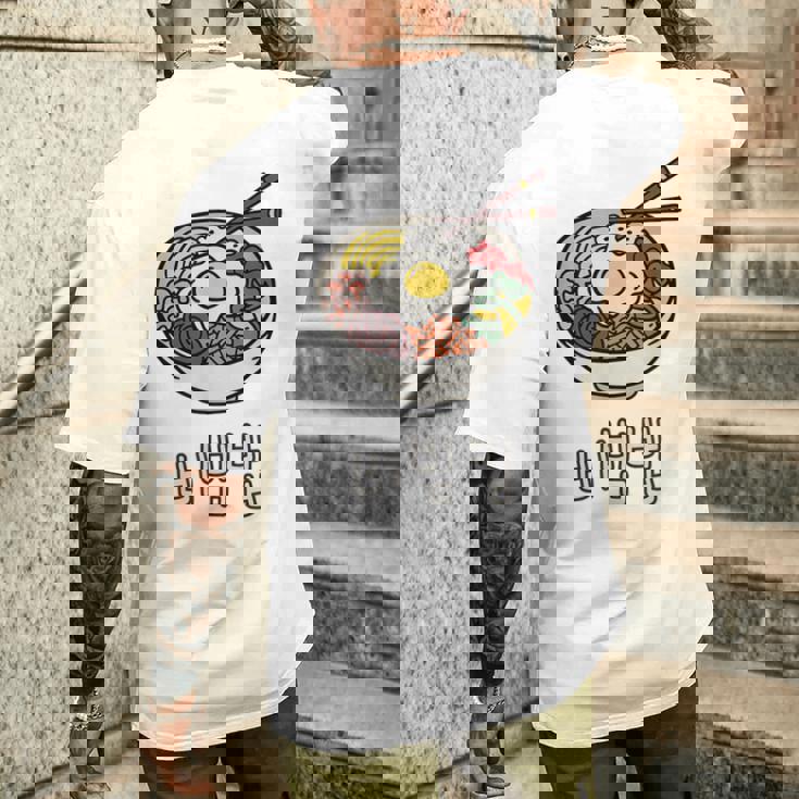 ビビンバボウル 韓国料理 ハングルキャラクター ハングル メンズTシャツ バックプリント 彼への贈り物