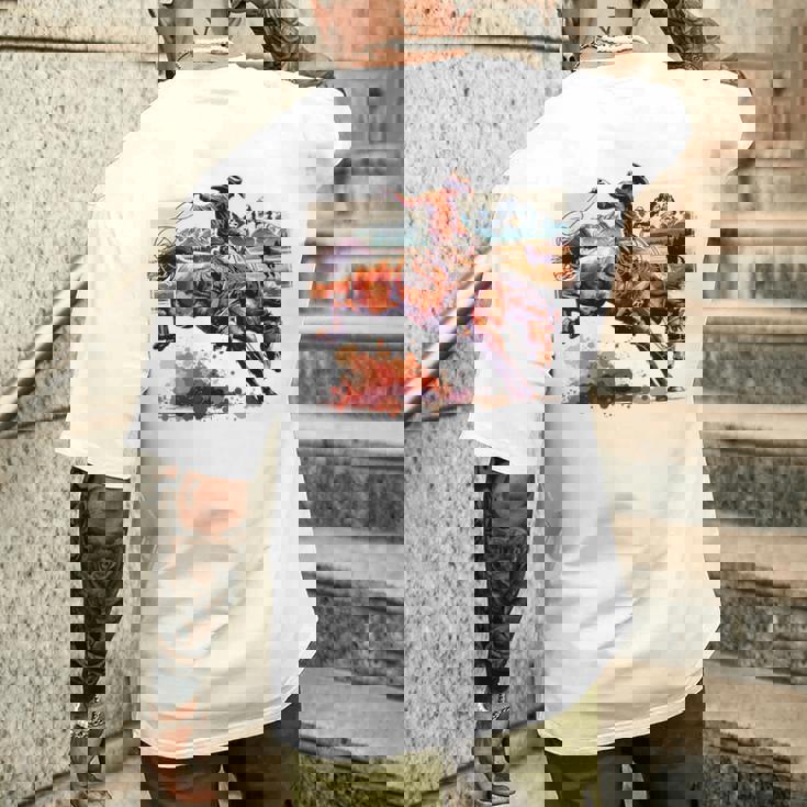 ビンテージ カウボーイ ロデオ ブロンコ ウエスタン 乗馬 カントリー メンズ メンズTシャツ バックプリント 彼への贈り物