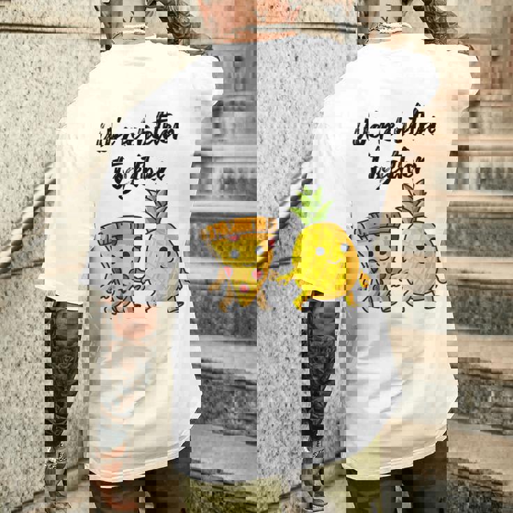 ピザハワイパイナップルピザイートピザ＆パイナップル メンズTシャツ バックプリント 彼への贈り物