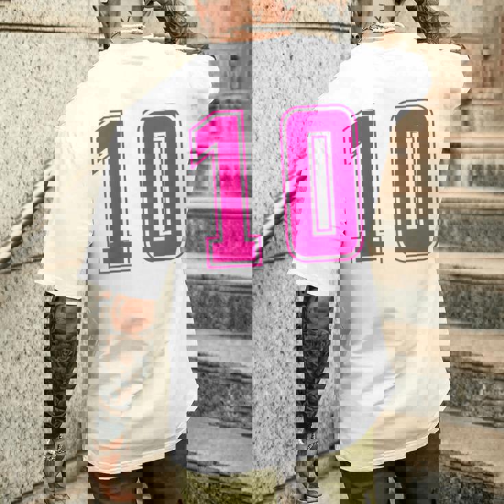 ピンク色背番号 10 チーム短大スポーツピンク色背番号付きユニフォーム メンズTシャツ バックプリント 彼への贈り物