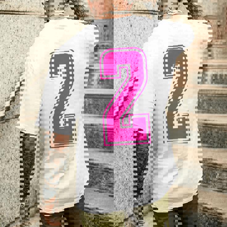 ピンク色背番号 2 チーム短大スポーツピンク色背番号付きユニフォーム メンズTシャツ バックプリント 彼への贈り物