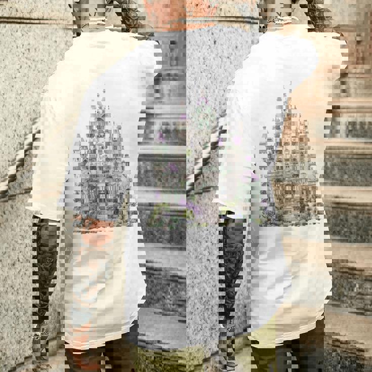 ファンタジーゴシックヴィクトリア朝の城 長袖tシャツ メンズTシャツ バックプリント 彼への贈り物