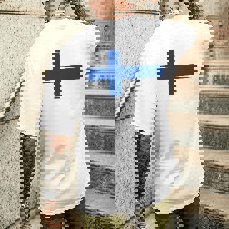 フィンランド国旗 ノルディック クロス メンズTシャツ バックプリント 彼への贈り物