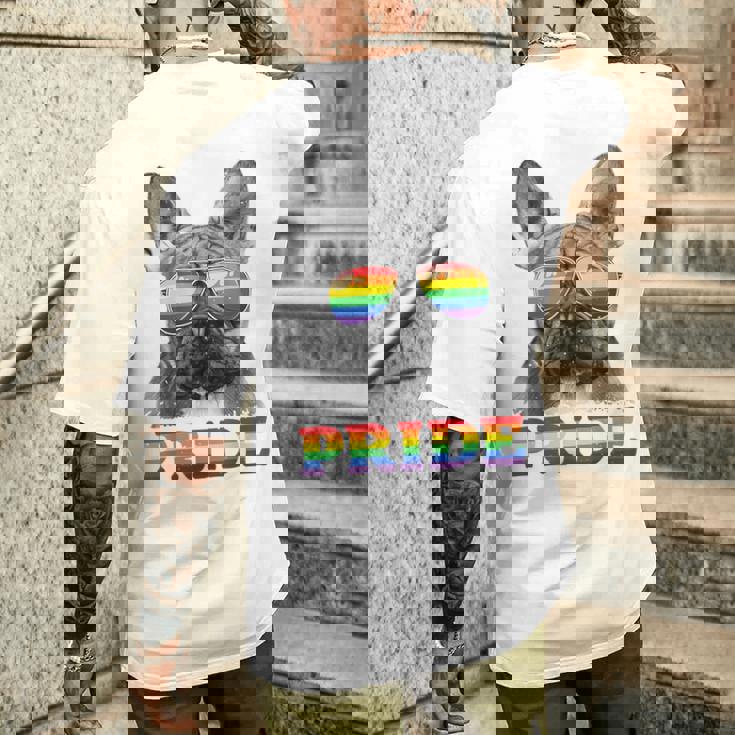 フレンチブルドッグ ゲイプライド Lgbt レインボーフラッグ サングラス Lgbtq メンズTシャツ バックプリント 彼への贈り物