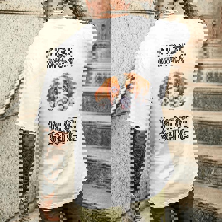 ブリタニー・スパニエル犬を連れて行けないなら行かない メンズTシャツ バックプリント 彼への贈り物