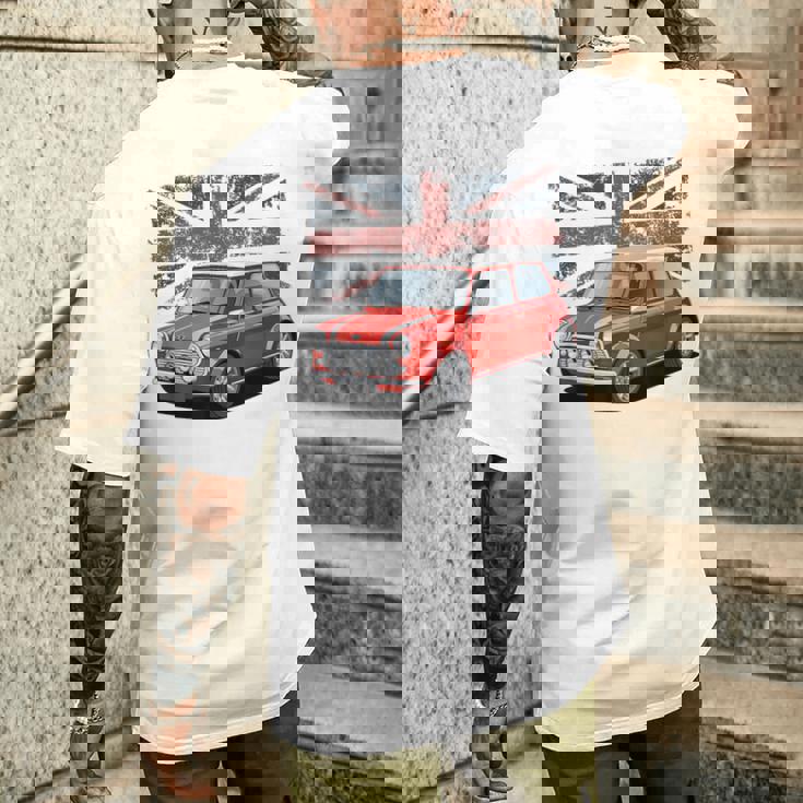 ブリティッシュクラシックカー レッドミニスポーツカー メンズTシャツ バックプリント 彼への贈り物