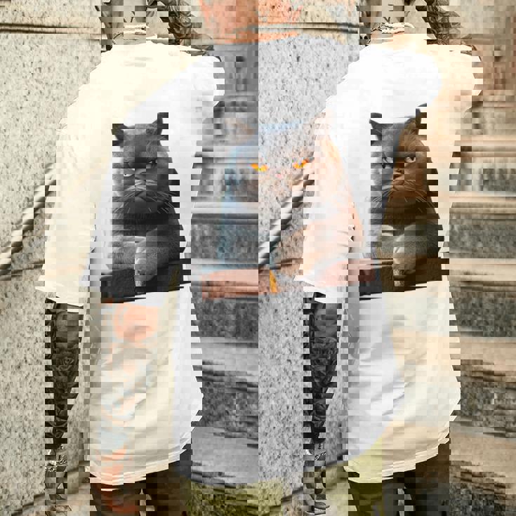 ブリティッシュショートヘア猫猫ママ猫ママかわいい猫 長袖tシャツ メンズTシャツ バックプリント 彼への贈り物