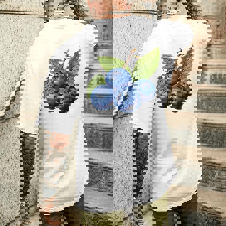 ブルーベリー愛好家のためのブルーベリーデザイン メンズTシャツ バックプリント 彼への贈り物