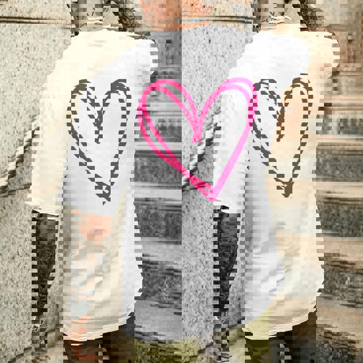 ホットピンクハート メンズTシャツ バックプリント 彼への贈り物