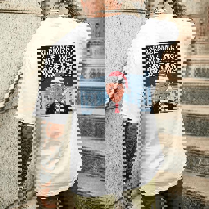 ホワイトハウスのクリスマス・トランプ・ファニー・ホリデーを夢見ている 長袖tシャツ メンズTシャツ バックプリント 彼への贈り物