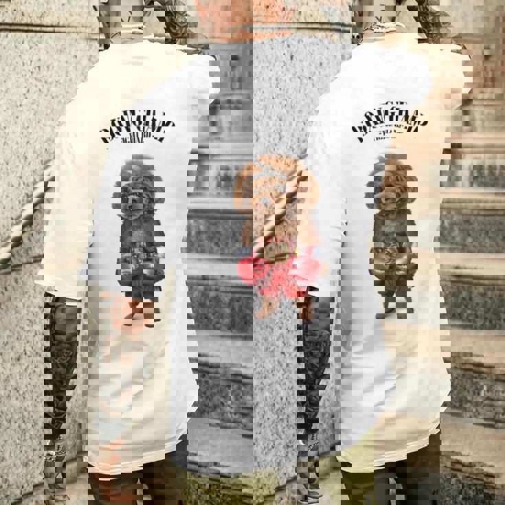 ボクシングチャンピオン プードル ドッグファイター メンズTシャツ バックプリント 彼への贈り物