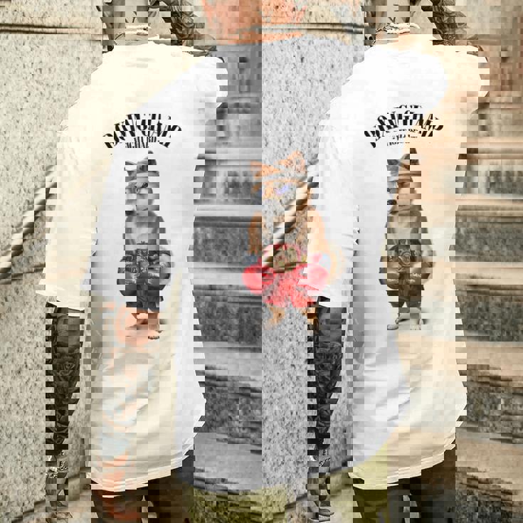 ボクシングチャンピオン 柴犬ファイター メンズTシャツ バックプリント 彼への贈り物