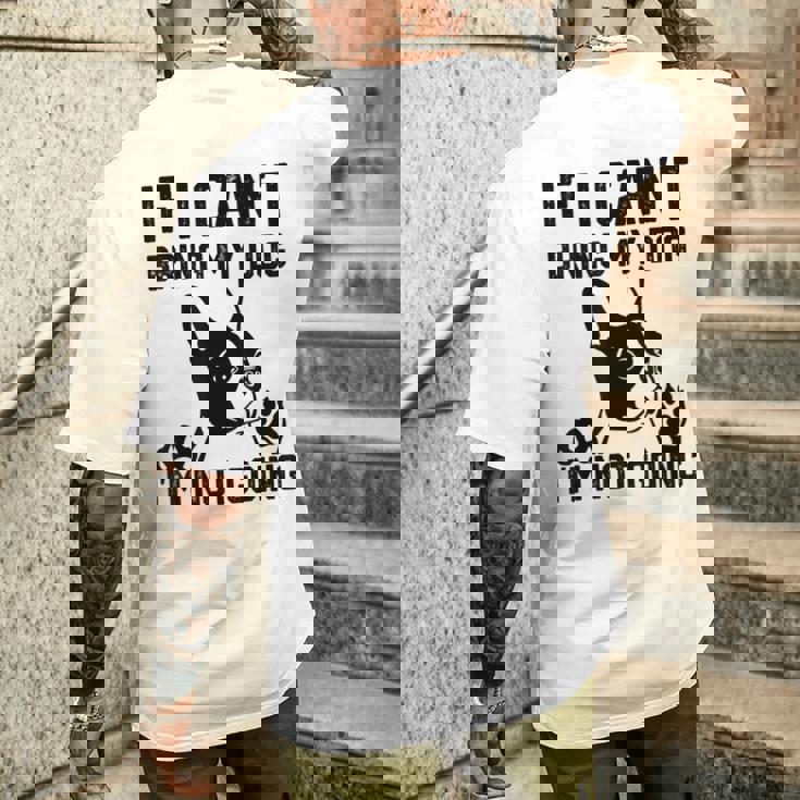 ボストンテリア 犬を連れてこられないなら行かない メンズTシャツ バックプリント 彼への贈り物