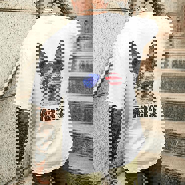 ボストン・テリア 7月4日 メリカ メンズ レディース アメリカ国旗 メンズTシャツ バックプリント 彼への贈り物