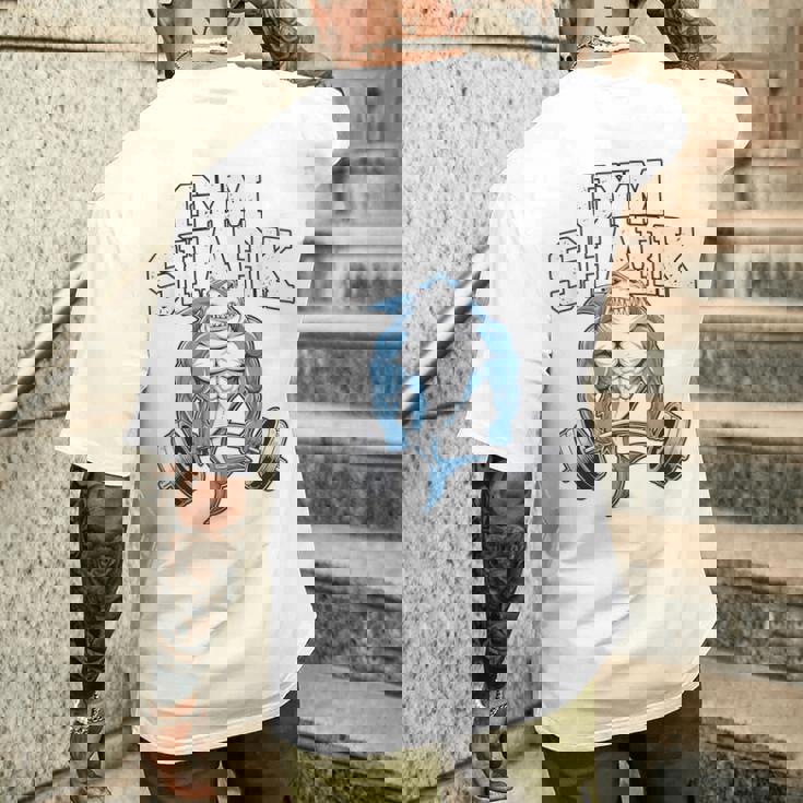 ボディビルダー サメの恋人 ジム フィットネス ワークアウト ボディービル メンズTシャツ バックプリント 彼への贈り物