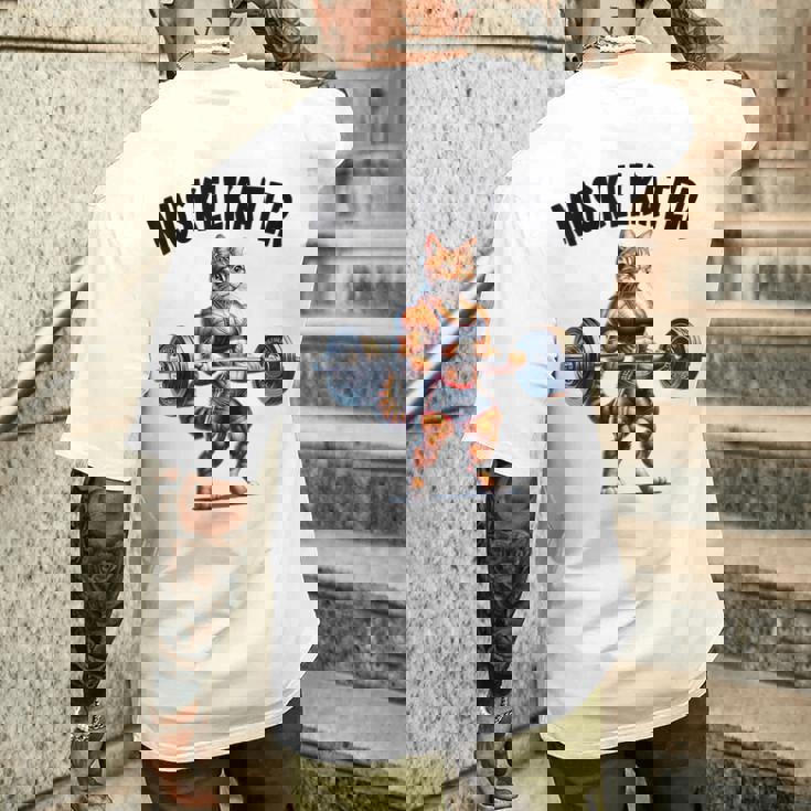 ボディービルダーのためのベアバーベルデザイン ボディービル メンズTシャツ バックプリント 彼への贈り物