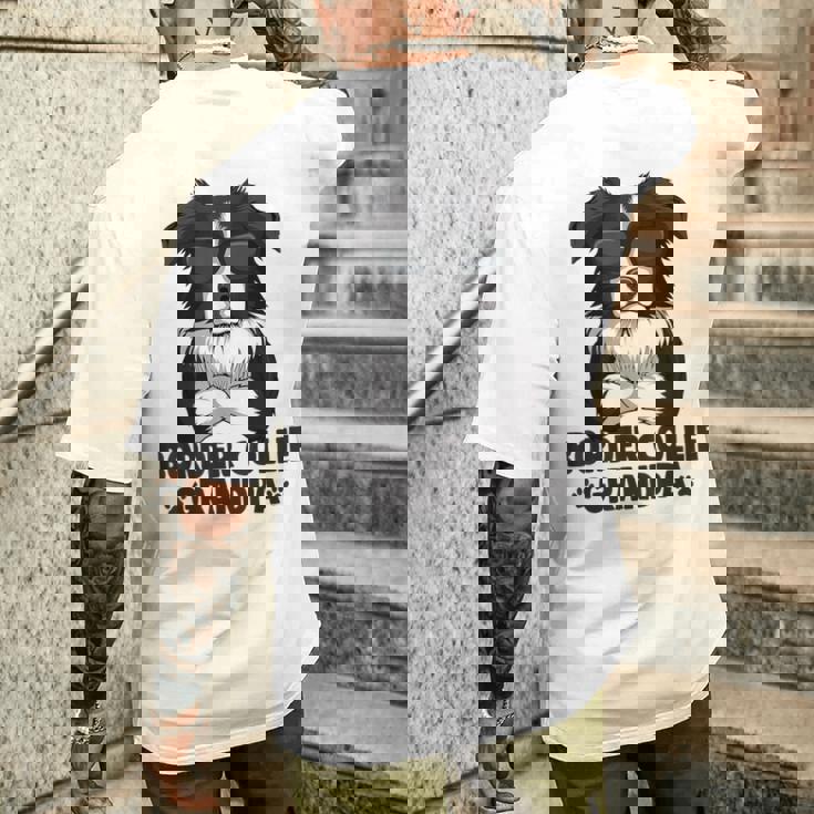 ボーダーコリー 犬 おじいちゃん メンズTシャツ バックプリント 彼への贈り物