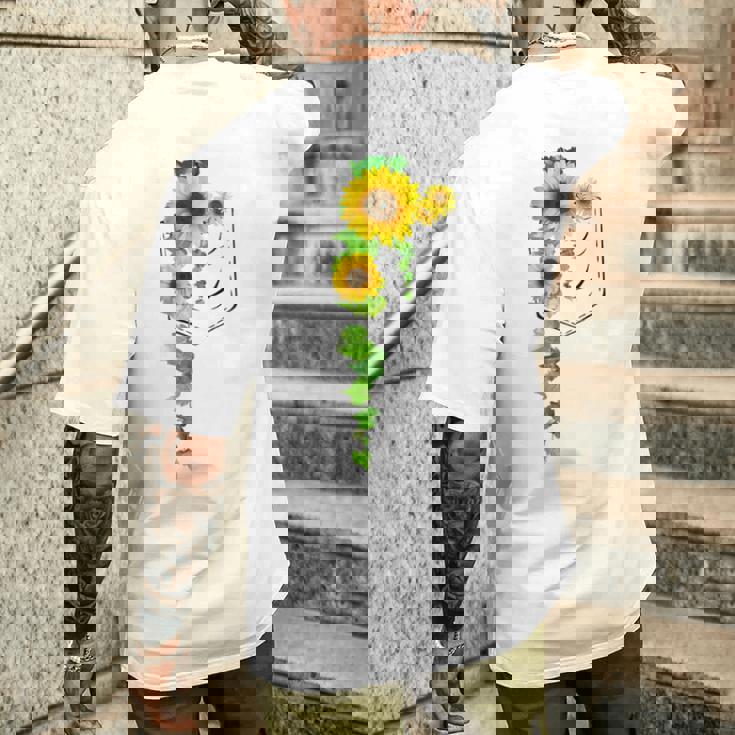 ポケットに入ったかわいいひまわり クリスマスギフト メンズTシャツ バックプリント 彼への贈り物