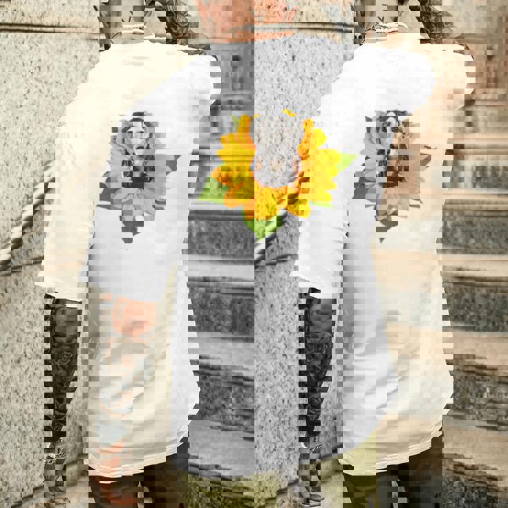 ポケットの中の犬 花 サルーキ メンズTシャツ バックプリント 彼への贈り物