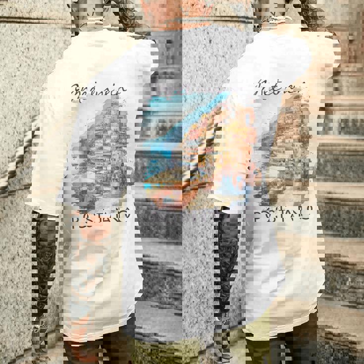 ポジターノ イタリア 旅行 冒険 ミート・ミー・イン・ポジターノ メンズTシャツ バックプリント 彼への贈り物