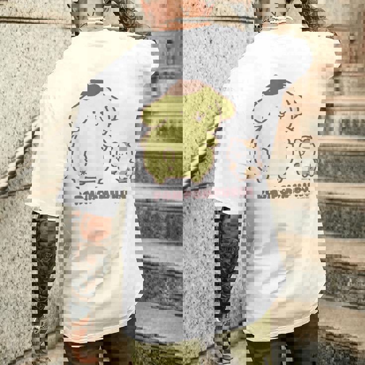 ポムポムプリン ふりむき ライトカラー メンズTシャツ バックプリント 彼への贈り物