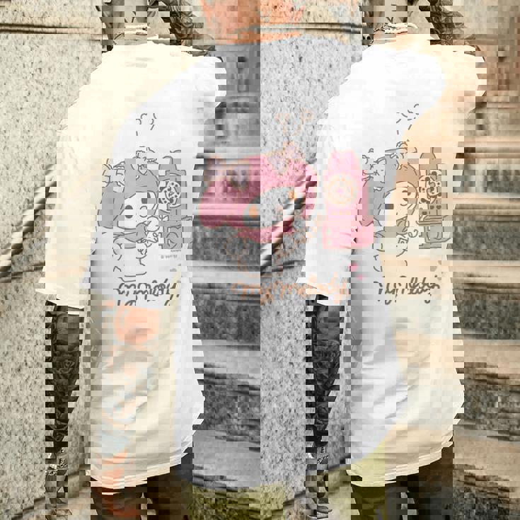 マイメロディ でんわ ライトカラー メンズTシャツ バックプリント 彼への贈り物