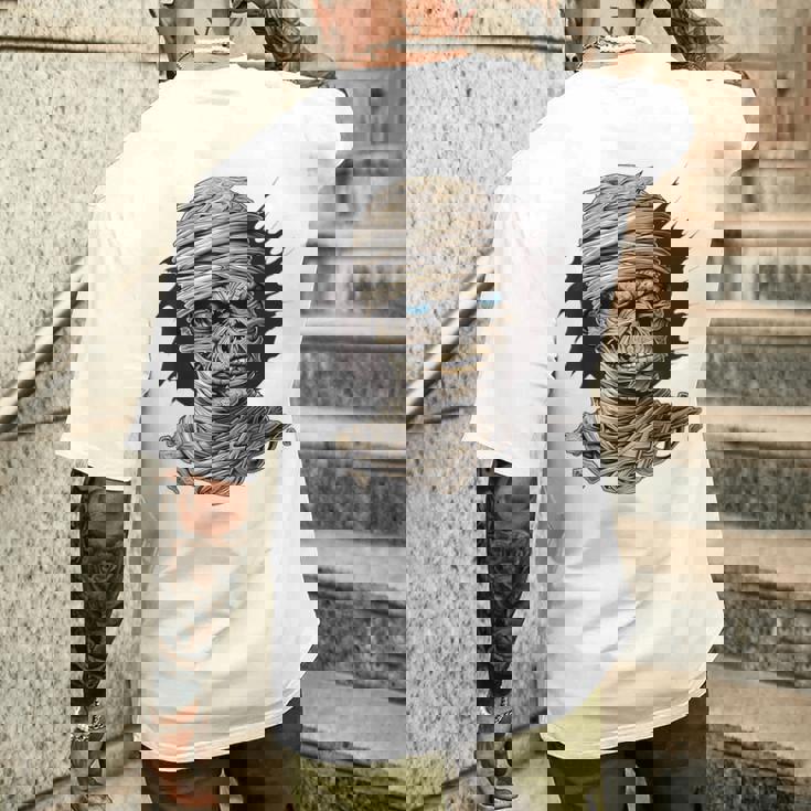 ミイラ コスチューム ハロウィン 不気味なアート ミイラ メンズTシャツ バックプリント 彼への贈り物