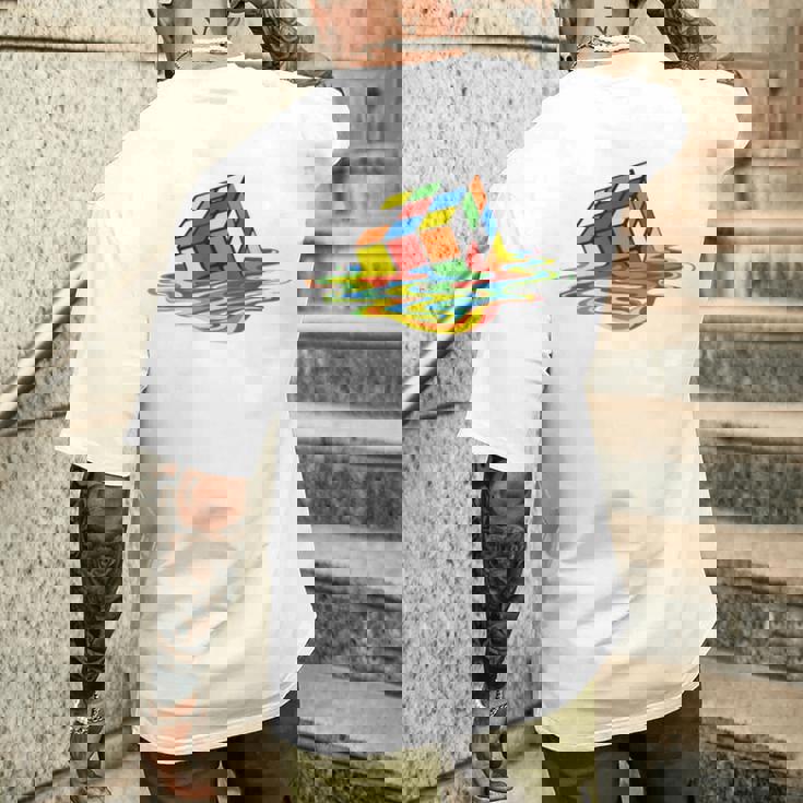 メルティング ルービックキューブ メンズTシャツ バックプリント 彼への贈り物