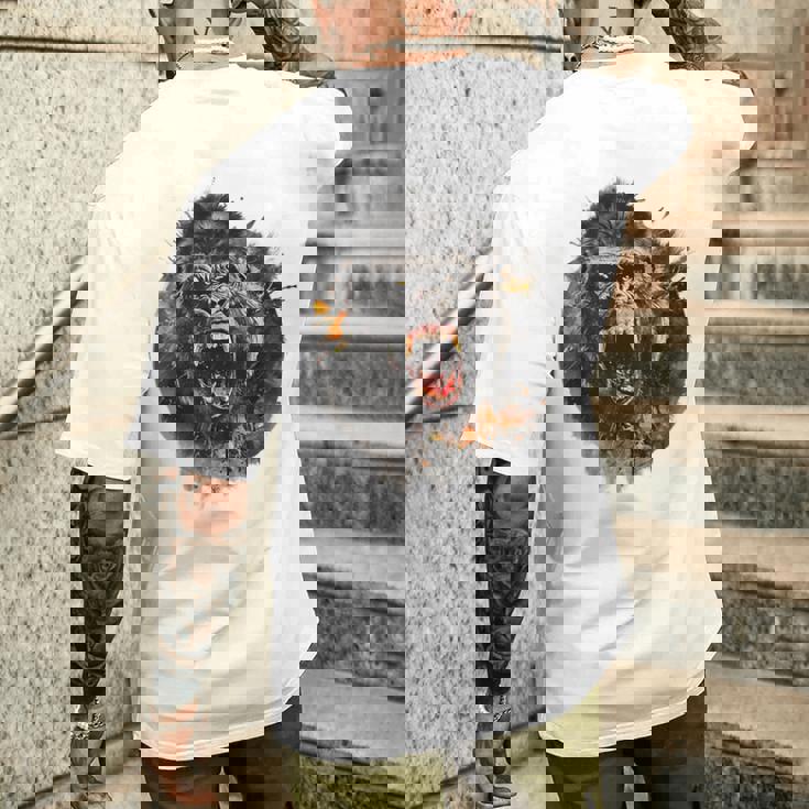 モンキー ゴリラ シルバーバック アニマル スプラッシュ グラフィティ アート メンズTシャツ バックプリント 彼への贈り物