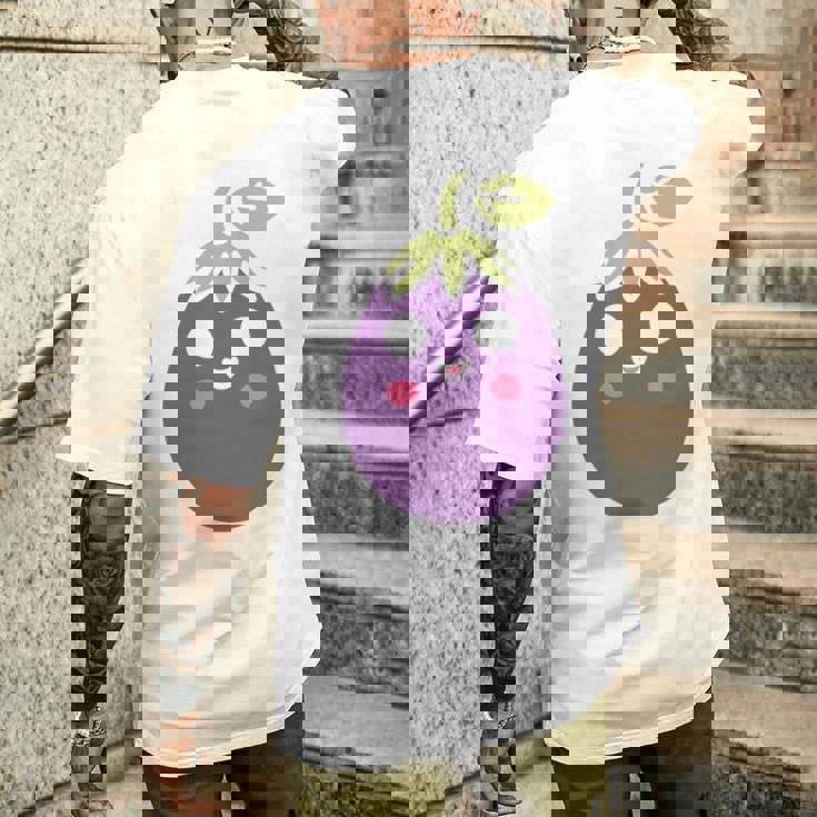 ユーモアフードナスのシンプルなナス 長袖tシャツ メンズTシャツ バックプリント 彼への贈り物