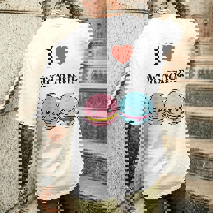 ユーモアマカロン フランスのデザートペストリー マカロンが大好き メンズTシャツ バックプリント 彼への贈り物