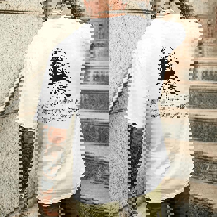 ヨハン・セバスティアン・バッハ 作曲家 ピアニスト 古典音楽 メンズTシャツ バックプリント 彼への贈り物
