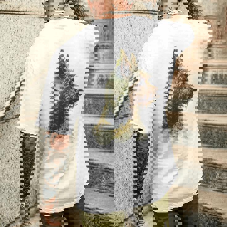 ヨークシャーテリア 犬 モチーフ ペット アートワーク ヨークシャーテリア メンズTシャツ バックプリント 彼への贈り物