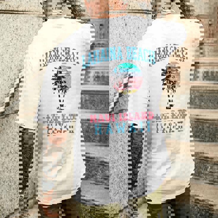 ラハイナ ビーチ マウイ ハワイ ビーチ ヤシの木 夏 ハワイアン メンズTシャツ バックプリント 彼への贈り物