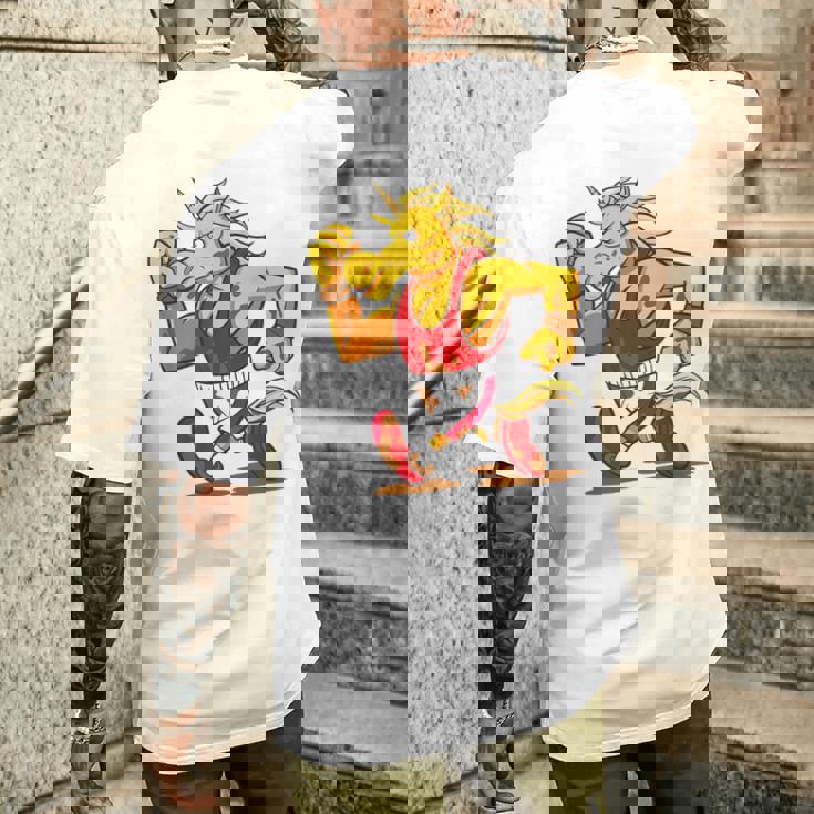 ランニング フィットネス スポーティ ユニコーン メンズTシャツ バックプリント 彼への贈り物