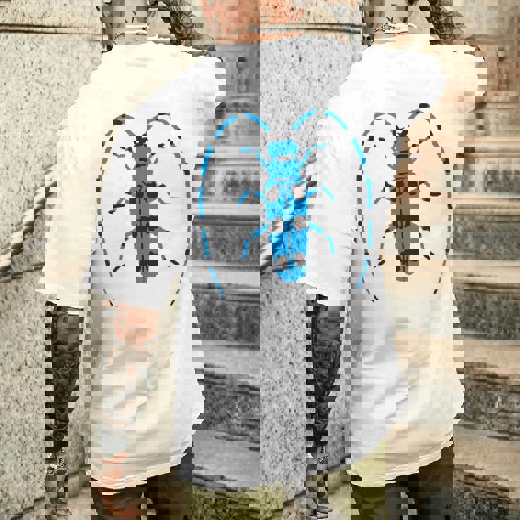 ルリボシカミキリ _昆虫_カミキリムシ メンズTシャツ バックプリント 彼への贈り物