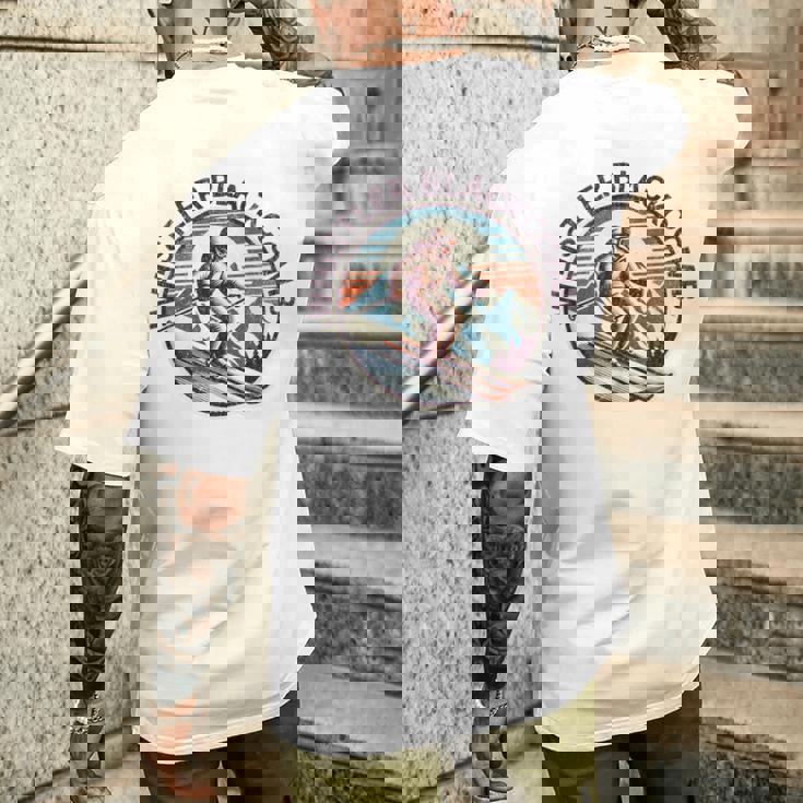 レトロ ヴィンテージ ウィスラー ブラッコム カナダ スキー リゾート 冬 メンズTシャツ バックプリント 彼への贈り物