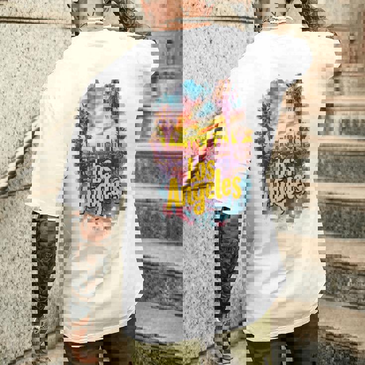 ロサンゼルス カリフォルニア サンセット スカイライン アーバン お土産 メンズTシャツ バックプリント 彼への贈り物