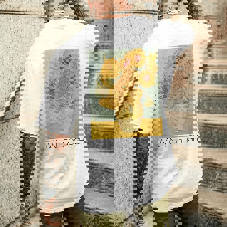 ヴァン・ゴッホ ひまわり アートギフト ヴィンセント・ヴァン・ゴッホ メンズTシャツ バックプリント 彼への贈り物