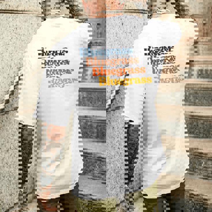 ヴィンテージ 70年代 ブルーグラス タイポグラフィ レトロ バイブ メンズTシャツ バックプリント 彼への贈り物