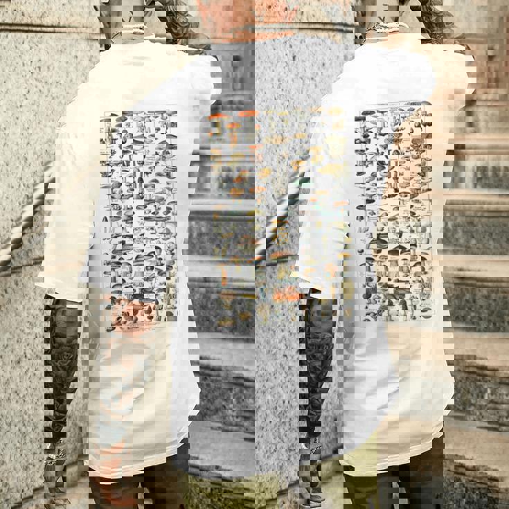 ヴィンテージ キノコ チャート イラスト キノコ モレルハンター メンズTシャツ バックプリント 彼への贈り物