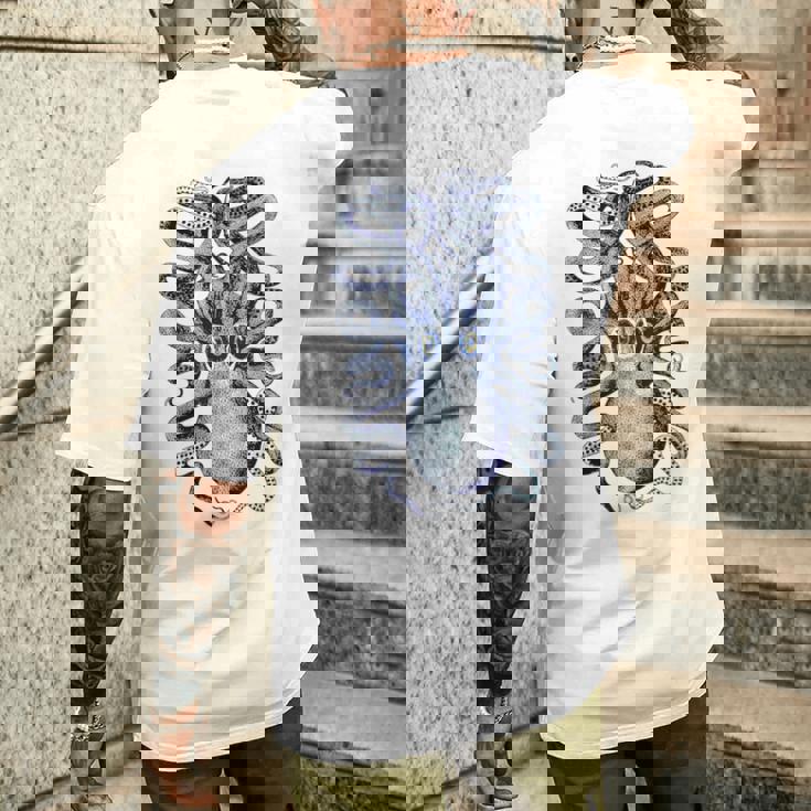 ヴィンテージ ブルー タコ メンズTシャツ バックプリント 彼への贈り物