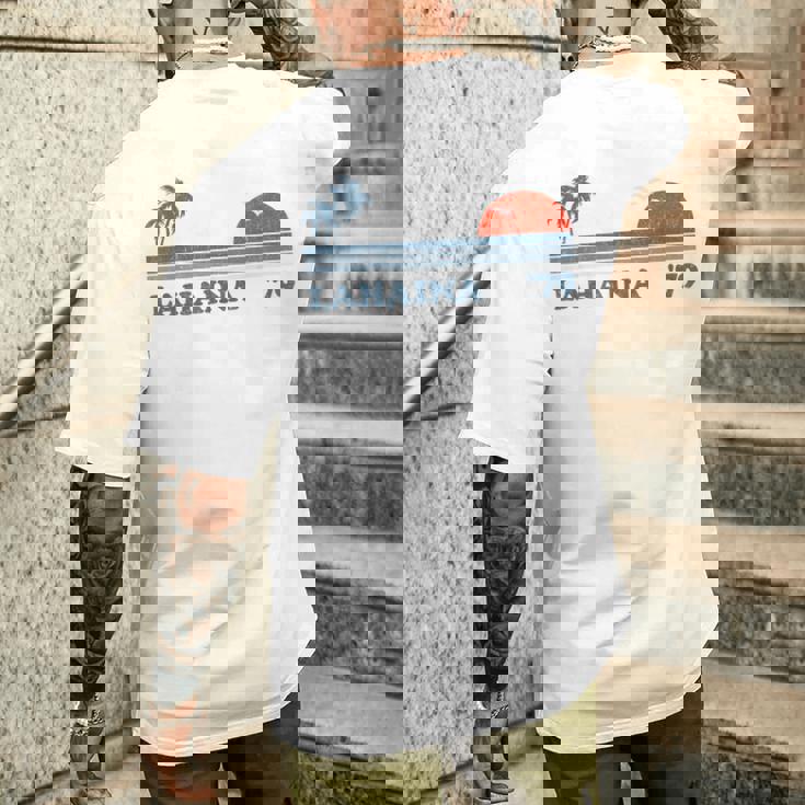 ヴィンテージ ラハイナ マウイ ハワイ ビーチ レトロ ハワイアン 70年代ギフト メンズTシャツ バックプリント 彼への贈り物