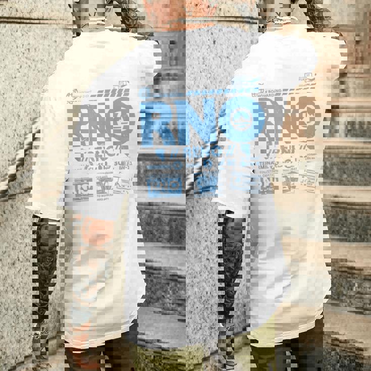 ヴィンテージ リノ Rno 空港コード トラベル デイ レトロ タグ ネバダ メンズTシャツ バックプリント 彼への贈り物